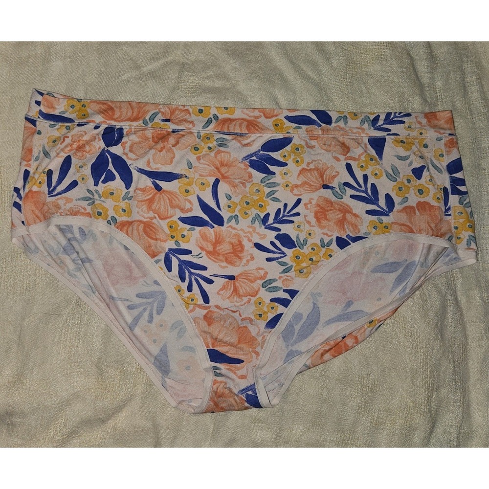 Duluth Trading Co Free Range Tencel Modal Floral Hipster Briefs 3X Peach Blue